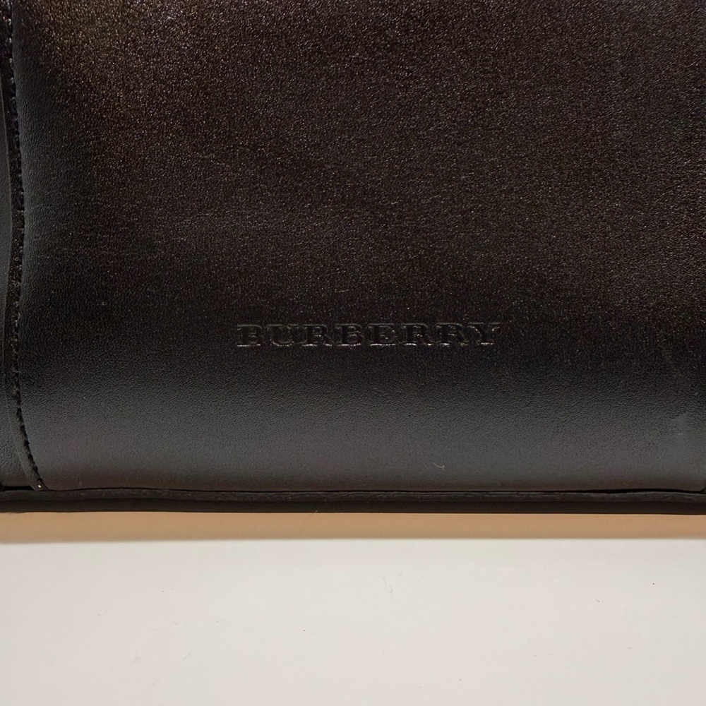 Burberry Black Leather with House Check Interior Handbag - Picture 2 of 11